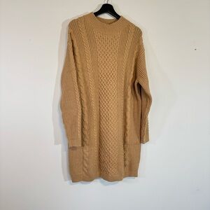 NWT Banana Republic Tan Camel Cable Knit Mini Sweater Dress – Size Large